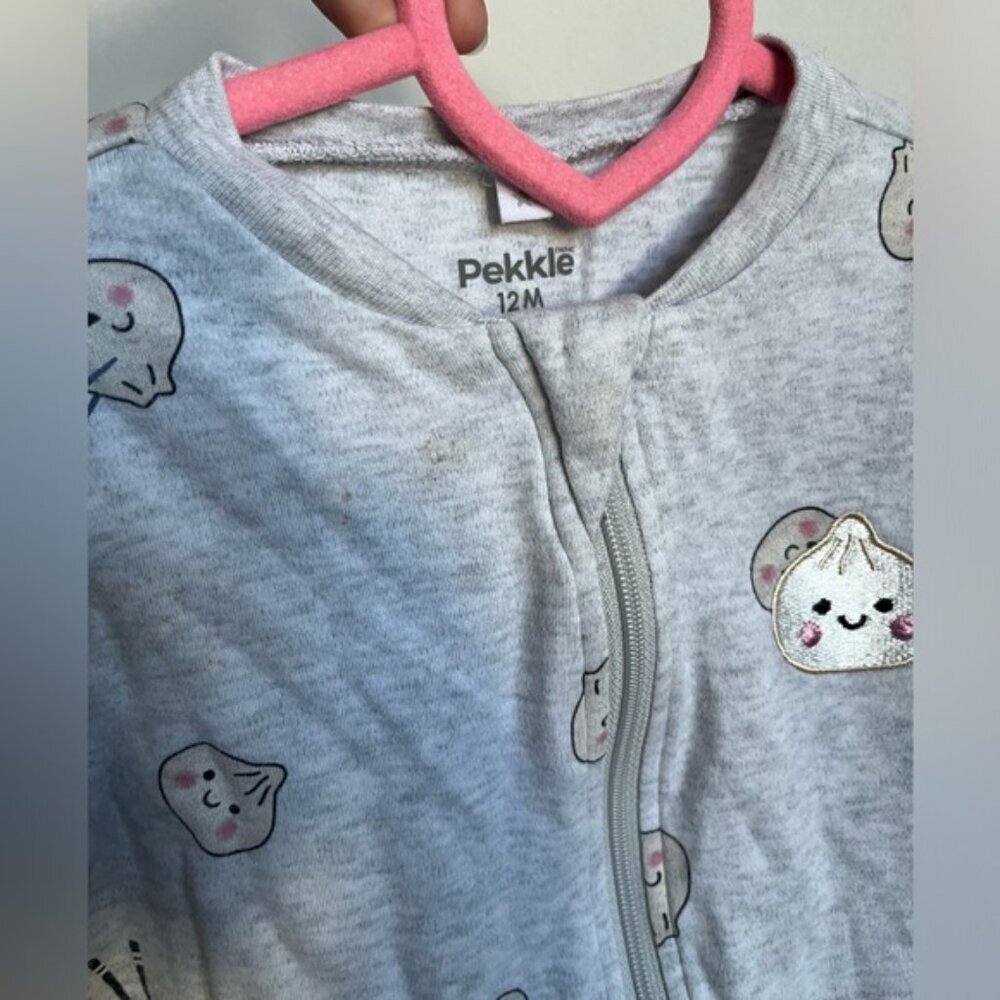 Pekkle Organic Cotton Unisex One Piece Pyjama - Gray Dumpling - 12 Months - Picture 4 of 5